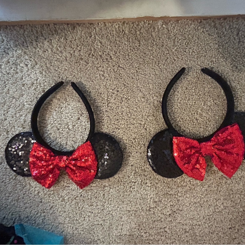 Sequin Black and Red Bow Headbands